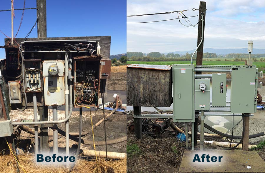 Before and after example of an electrical upgrade
